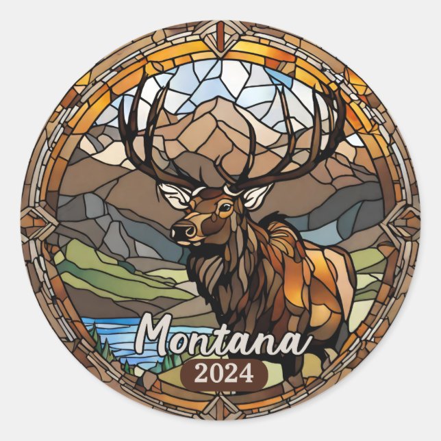 Sticker Rond Montana Elk (Devant)