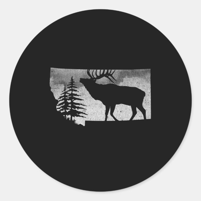 Sticker Rond Montana Elk Hunter (Devant)