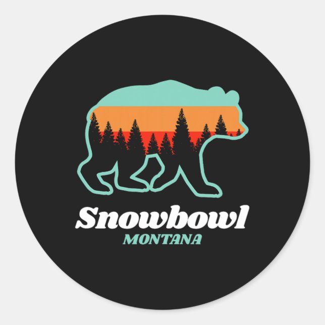 Sticker Rond Montana Snowbowl Ski Bear  (Devant)