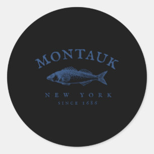 Sticker Rond Montauk New York Pêche