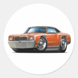 Sticker Rond Monte Carlo 1972 - Voiture Top Orange-Noir