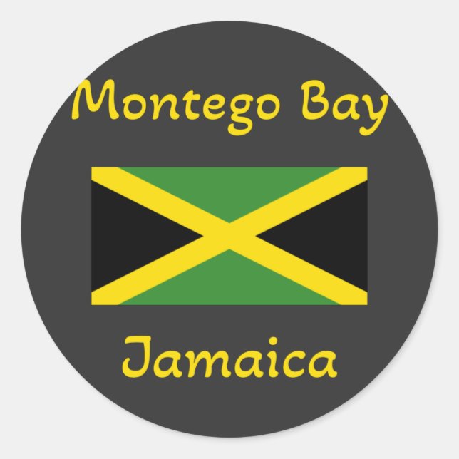 Sticker Rond Montego Bay Jamaïque - Drapeau jamaïcain (Devant)