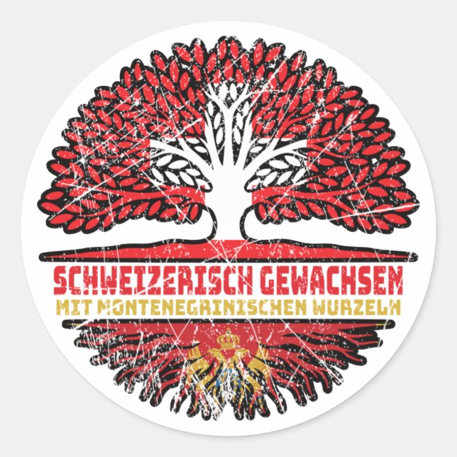 Sticker Rond Monténégro Montenegro Schweizer Schweiz Baum (Devant)