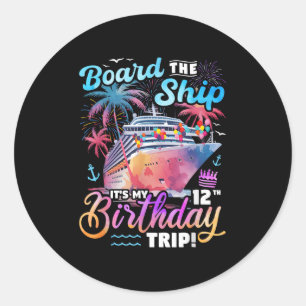 Sticker Rond Monter à bord du navire C'est mon voyage de 12e an