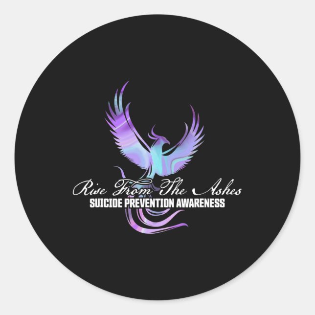 Sticker Rond Monter De Phoenix Les Ashes Prévention Suicide Awa (Devant)
