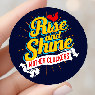 Sticker Rond Monter et briller Mère Cluckers Pays de coq