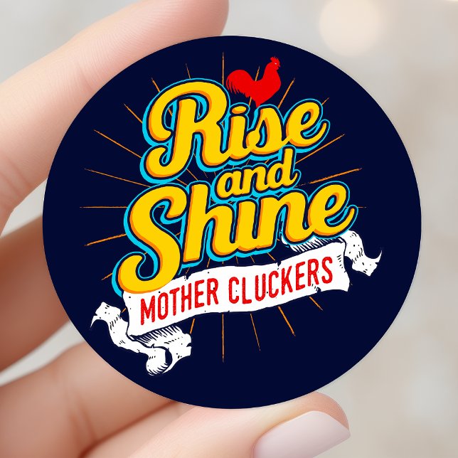 Sticker Rond Monter et briller Mère Cluckers Pays de coq (Créateur téléchargé)