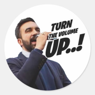 Sticker Rond Monter le Volume - Zohran Mamdani