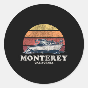 Sticker Rond Monterey Ca Bateau Vintage les années 70 Conceptio
