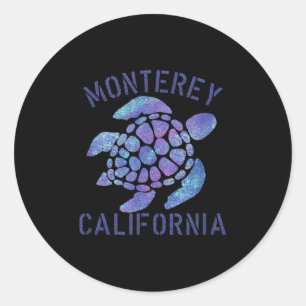 Sticker Rond Monterey, Ca Beach Design _ Cadeau de tortue triba