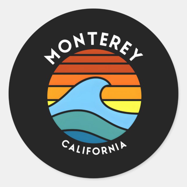 Sticker Rond Monterey California Wave (Devant)
