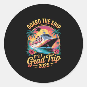 Sticker Rond Montez à bord du navire pour son voyage de fin d'é