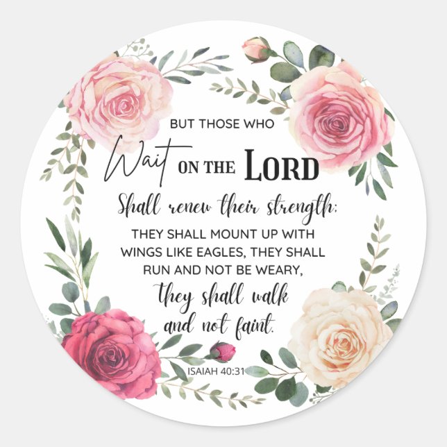 Sticker Rond Montez Avec L'Aile Comme Des Aigles Ésaïe 40:31 (Devant)