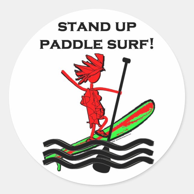 Sticker Rond Montez Le Surf De Paddle ! (Devant)