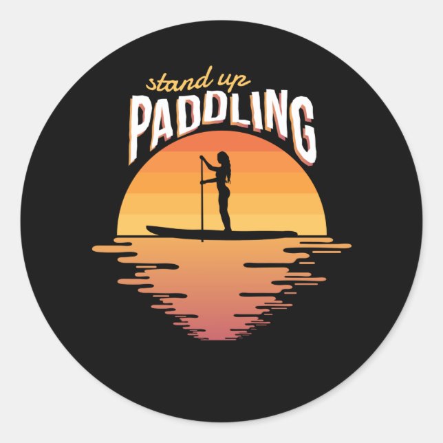 Sticker Rond Montez Paddling Sunset SUP Paddle Board Embarqueme (Devant)