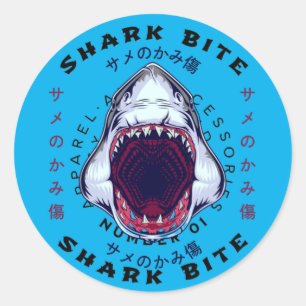 Sticker Rond montre à cool de style requin japonais