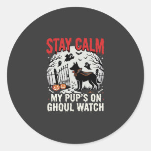 Sticker Rond Montre de Chien Goule de Halloween