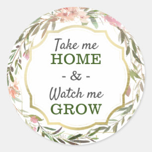 Sticker Rond Montre-moi grandir Baby Shower Rustique Chic Sprin