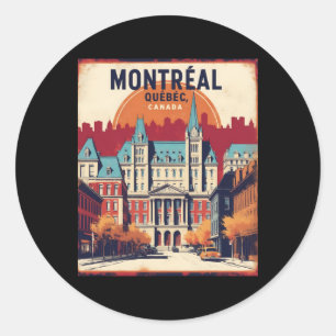Sticker Rond Montréal Québec Canada 1950 Vintage voyage Touris