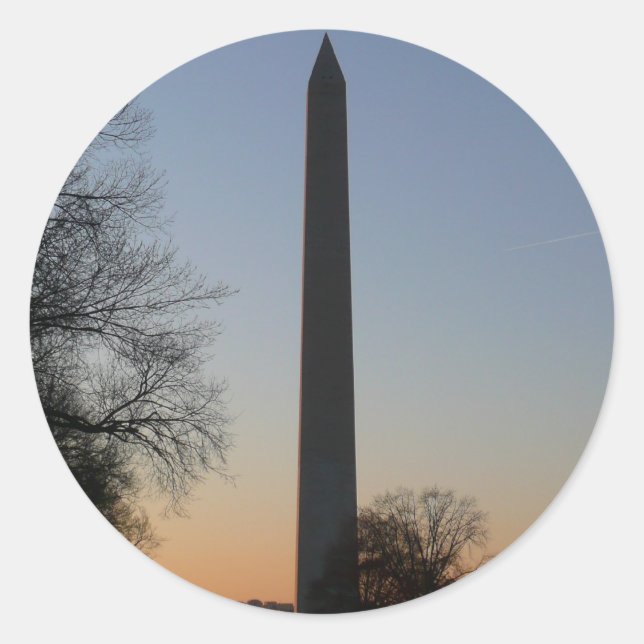 Sticker Rond Monument à Washington au coucher du soleil à DC (Devant)