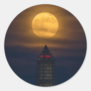 Sticker Rond Monument de la super lune sur Washington