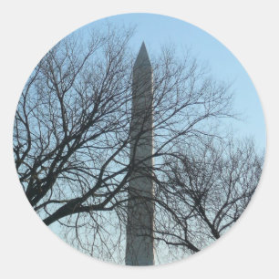 Sticker Rond Monument de Washington dans le paysage d'hiver I