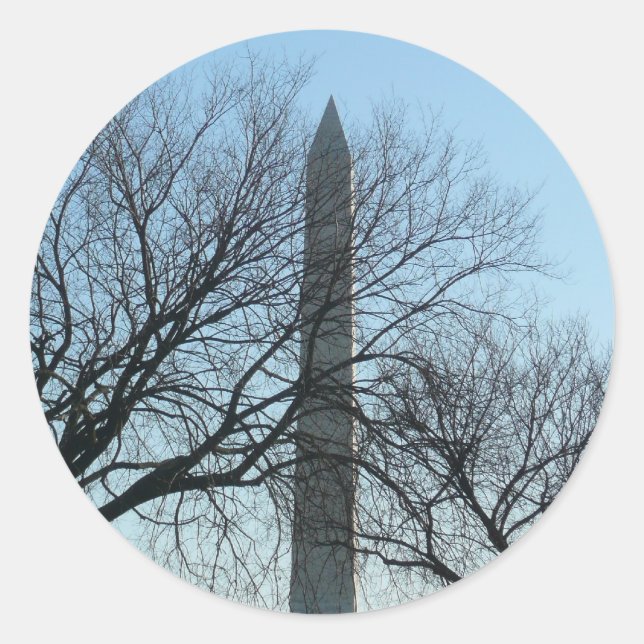 Sticker Rond Monument de Washington dans le paysage d'hiver I (Devant)