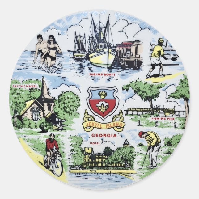 Sticker Rond Monuments de l'île de Jekyll (Devant)