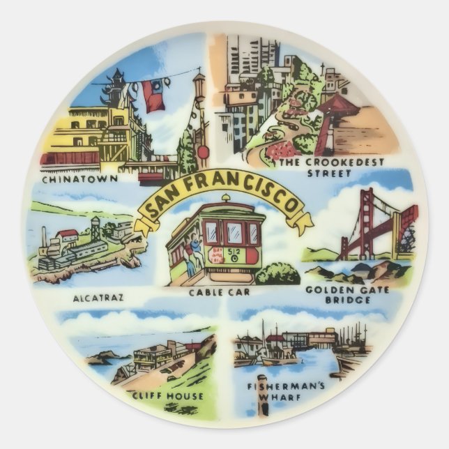 Sticker Rond Monuments de San Francisco  (Devant)