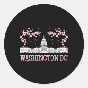 Sticker Rond Monut Washington D.C. Cherry Blossom