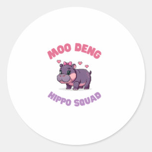 Sticker Rond MOO comique DENG HIPPO SQUAD Hippo Revolution Zook