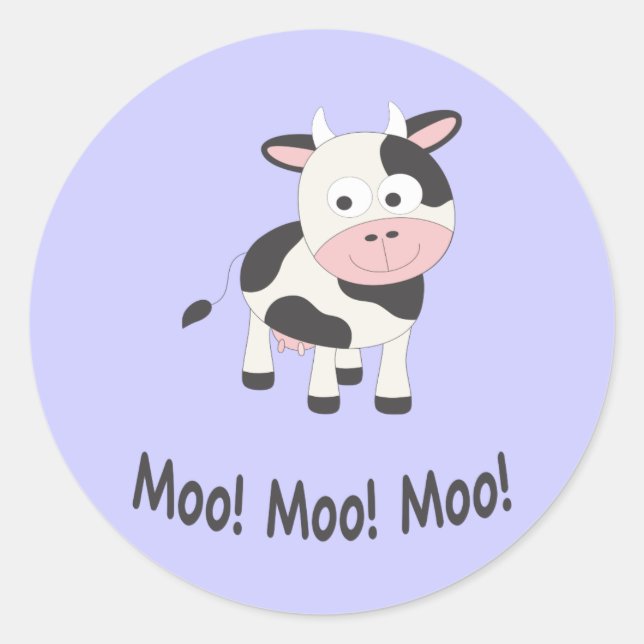 Sticker Rond Moo Moo Moo Cute Cartoon Vache (Devant)