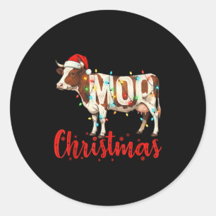 Sticker Rond Moo Noël Vache Drôle Amoureux Bovins Agriculteur A