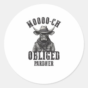 Sticker Rond Mooche de rodéo de cow-boy vintage