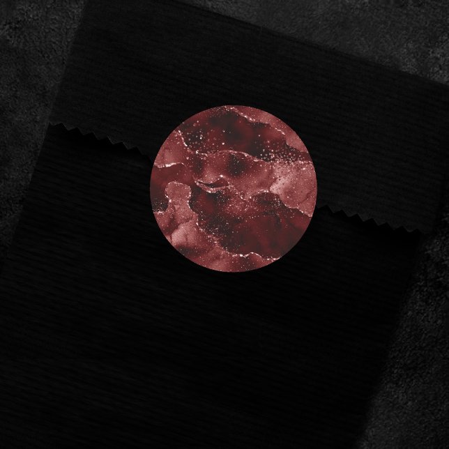 Sticker Rond Moody Agate | Henné sang rouge grenat bijou ton (Créateur téléchargé)