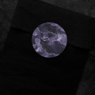Sticker Rond Moody Agate   Midnight Indigo Deep Purple Glam