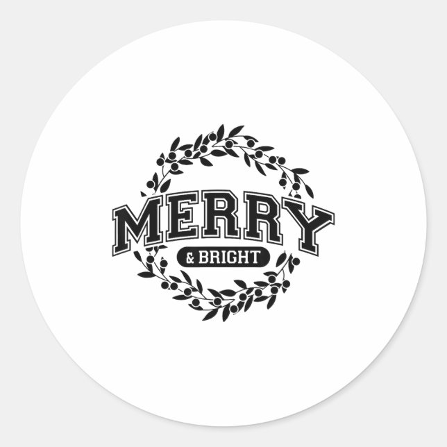 Sticker Rond Moody And Uptight Merry And Xmas Bright Matching C (Devant)
