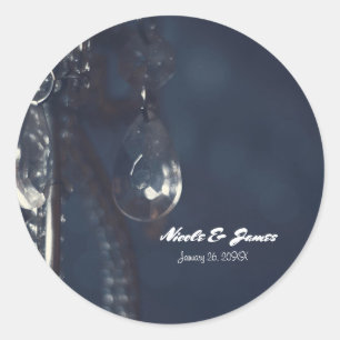Sticker Rond Moody Blue Crystal Élégant Mariage romantique Favo
