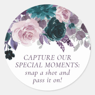 Sticker Rond Moody Boho Caméra jetable Eggplant Purple