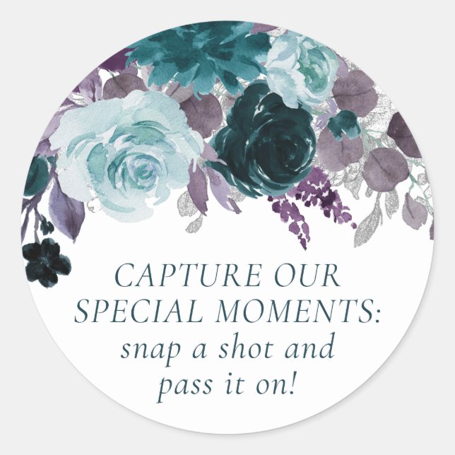 Sticker Rond Moody Boho | Caméra jetable Turquoise et violet (Devant)