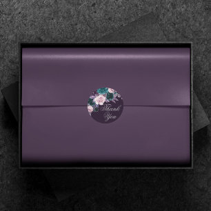 Sticker Rond Moody Boho   Eggplant foncé violet Merci Turquoise