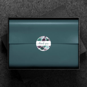 Sticker Rond Moody Boho   Turquoise et violet Rose Merci Floral