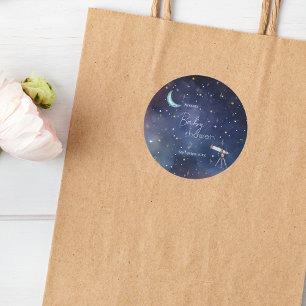 Sticker Rond Moody Celestial Moon & Stars Baby shower