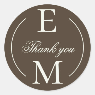 Sticker Rond Moody Coffee Monogram Wedding Thank You