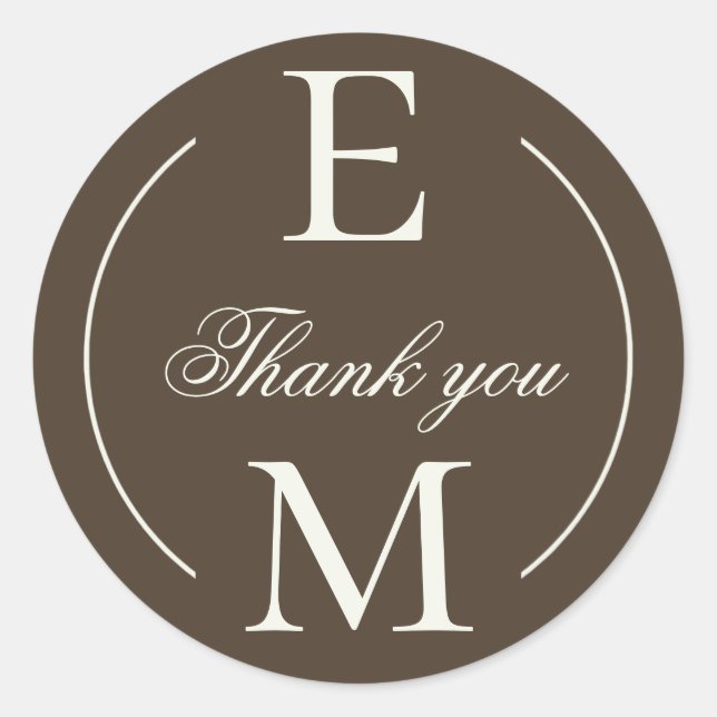 Sticker Rond Moody Coffee Monogram Wedding Thank You (Devant)