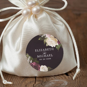 Sticker Rond Moody foncé Floral Mariage romantique