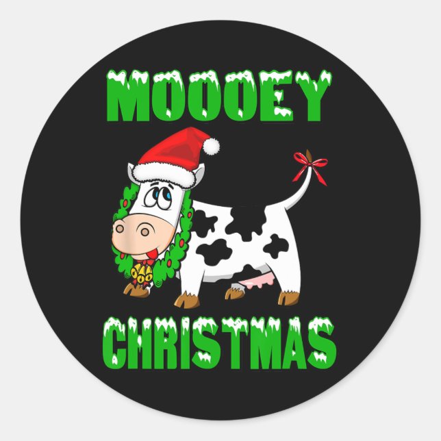 Sticker Rond Mooey Christmas - Christmas Cow  (Devant)