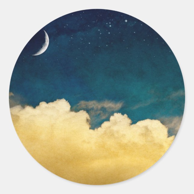 Sticker Rond Moon and cloudscape (Devant)