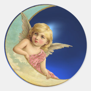 STICKER ROND MOON ANGEL