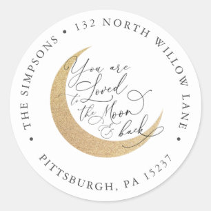 Sticker Rond Moon Baby Return Adresse